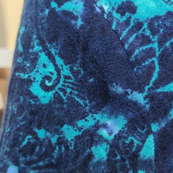 3/$20 Tribal Tye Die Damask Print Top Boho Neckline ¾ Sleeve Jewel Tone Knit - Picture 7 of 9